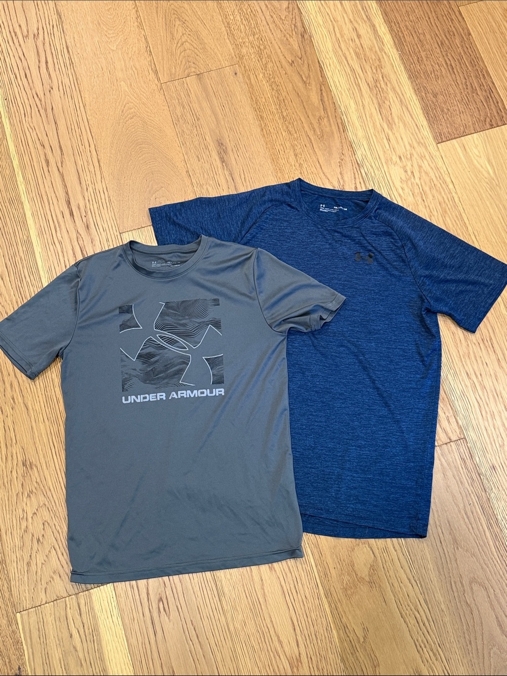 *2 Under Armour Kids Short Sleeve Performance Tee Gray Blue YXL